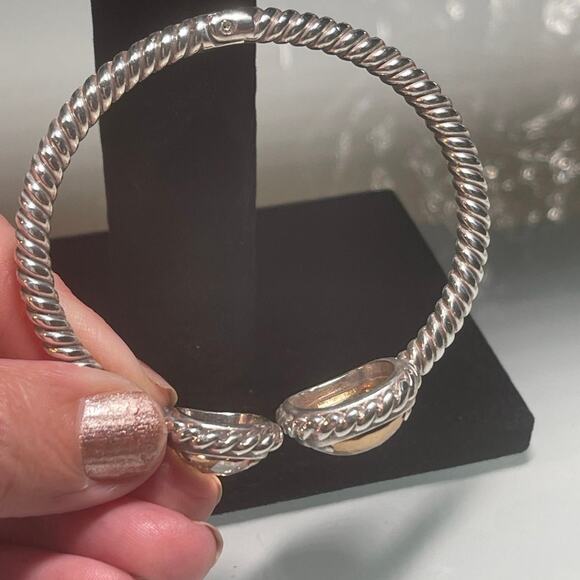 Hinged bangle bracelet citrine and gold accents - Picture 6 of 9